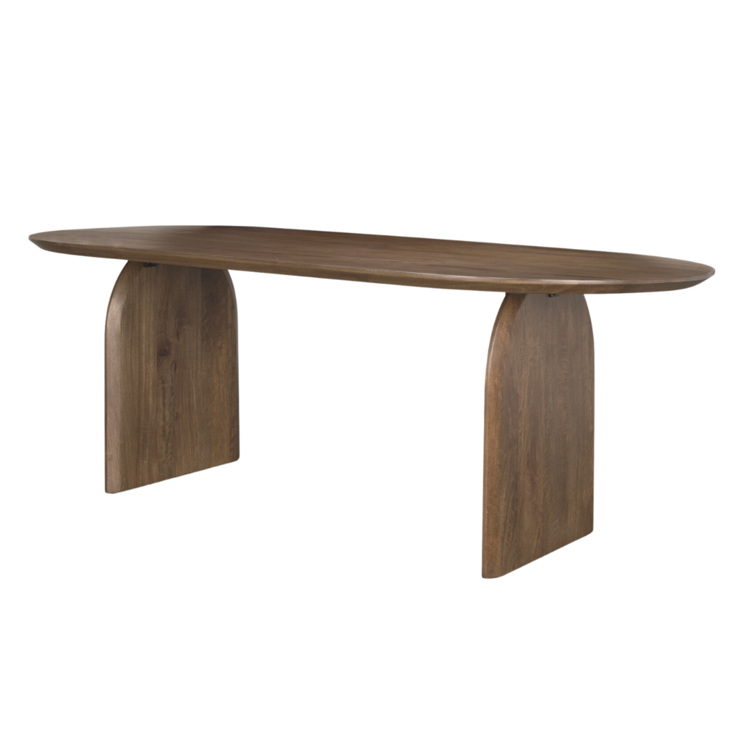Walnut Oval Dining Table with Curved Slab Legs