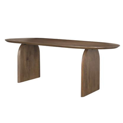 Walnut Oval Dining Table with Curved Slab Legs