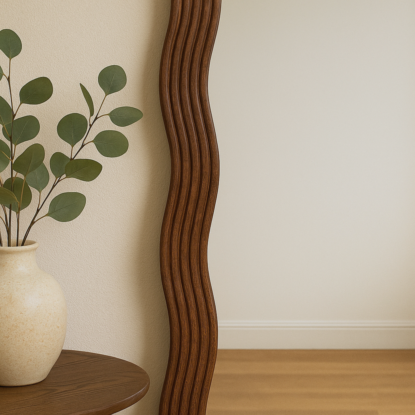 Wavy Wooden Frame Full-Length Mirror