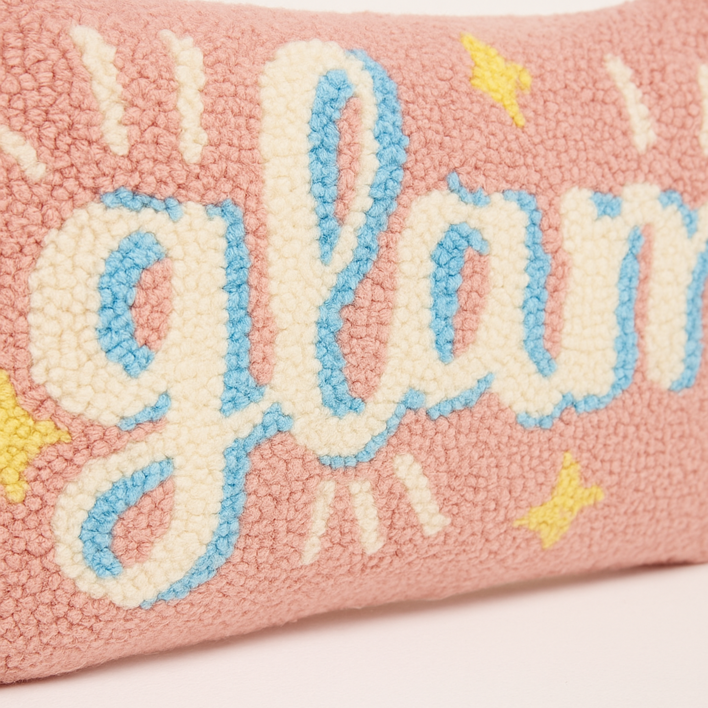 Hand-Tufted Wool Cushion – “Glam” Text Design