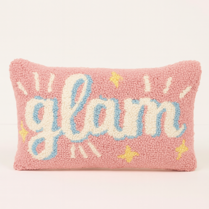 Hand-Tufted Wool Cushion – “Glam” Text Design