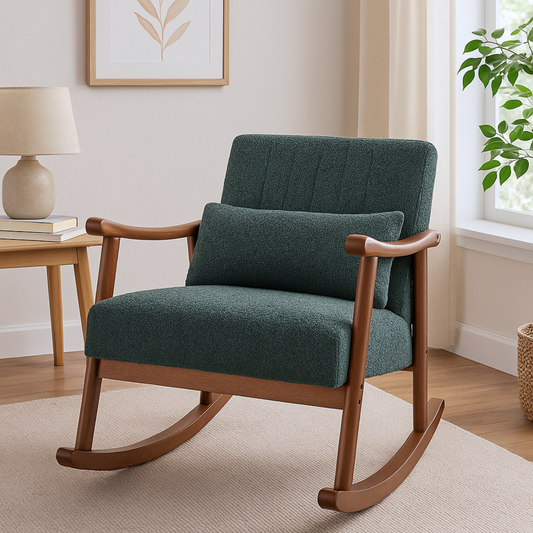Margaret Wooden Rocking Chair - Cotton – Comfortable Upholstered Seating