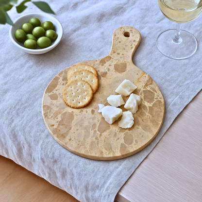 Golden Marble Cheese & Serving Board – Round with Handle