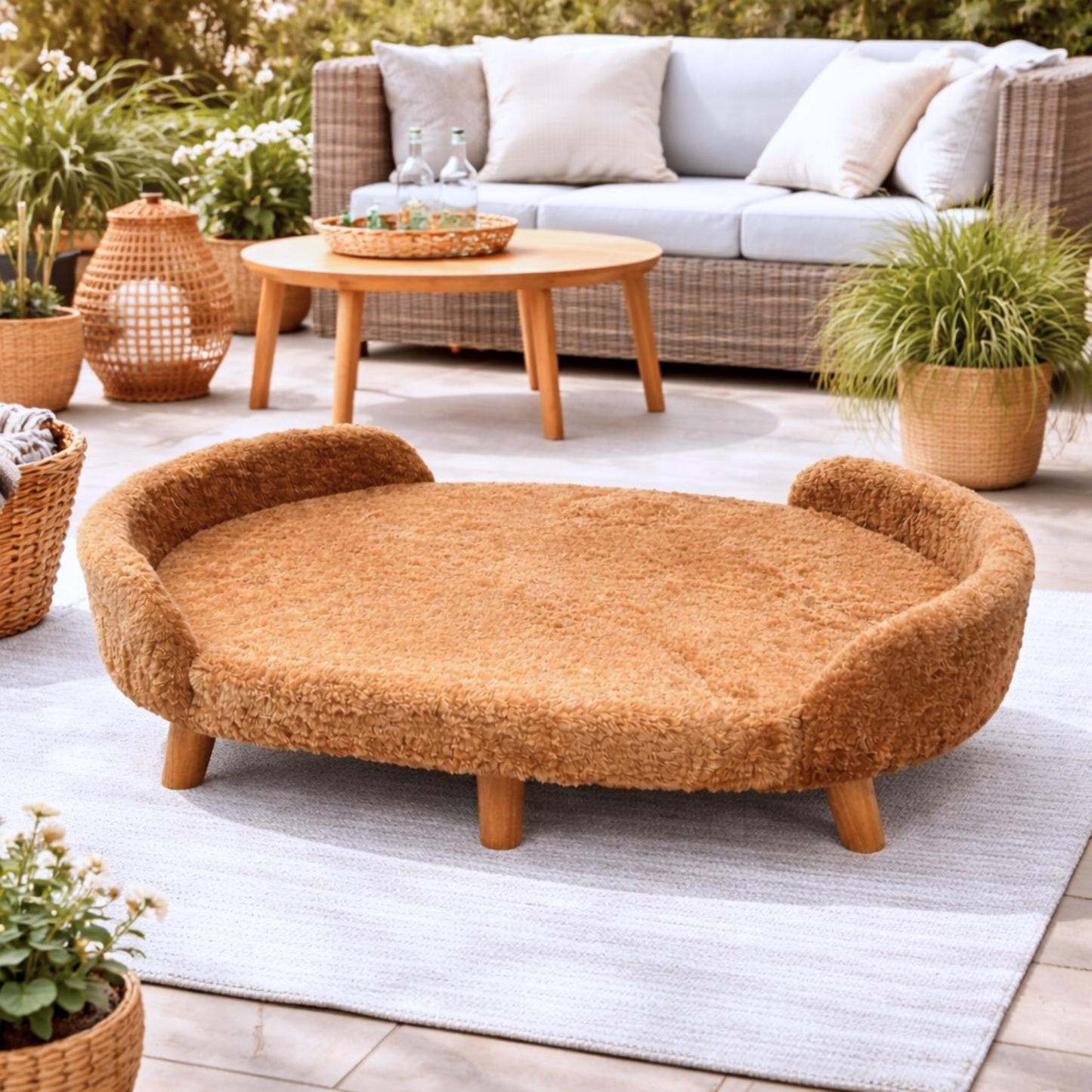 Luxe Raised Pet Sofa Bed for Large Dogs – Caramel Brown | XL & XXL Sizes (Copy)