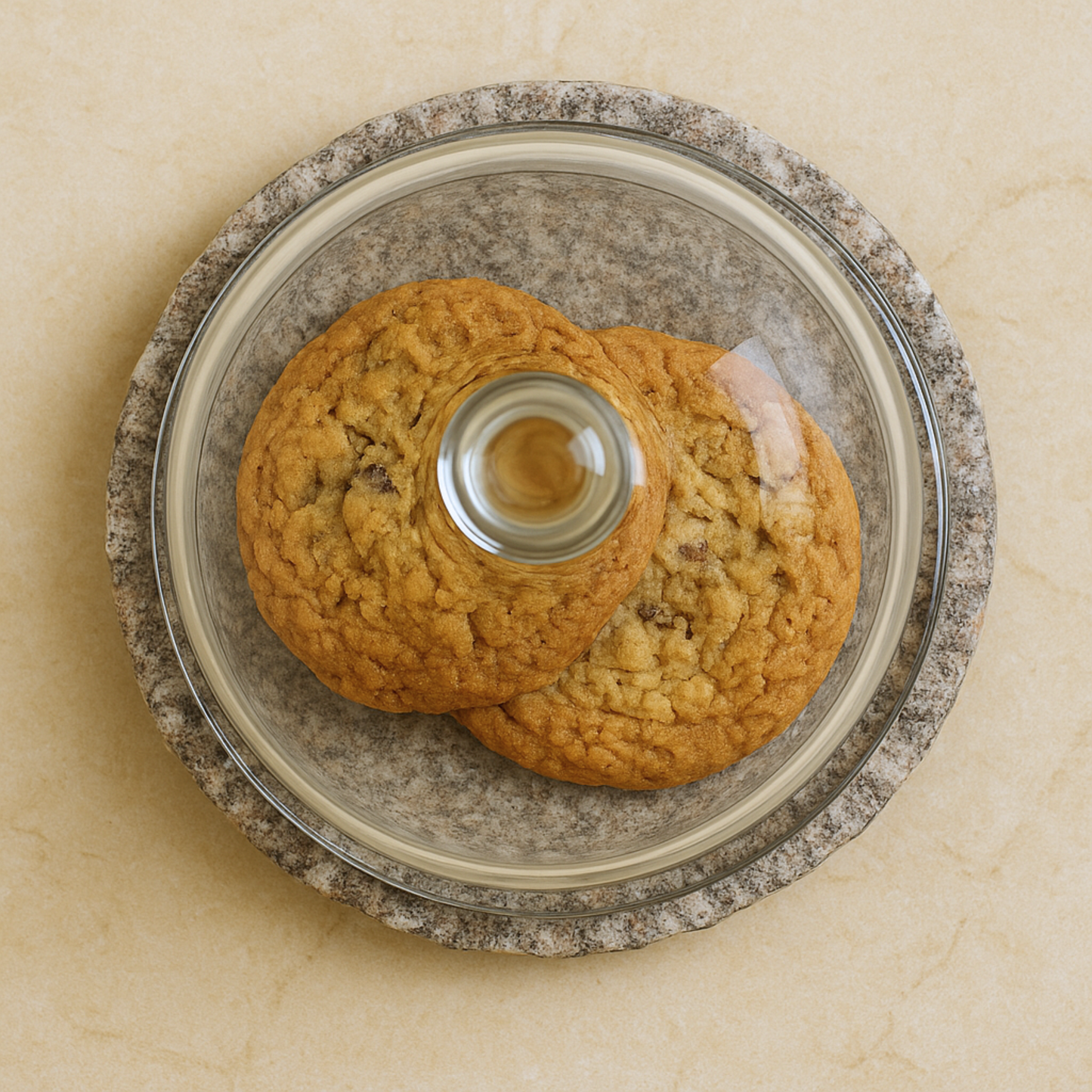 Granite Marble Cookie & Cheese Cloche with Glass Dome