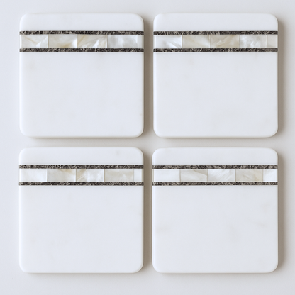Linear Inlay Marble Coaster (Set of 4)