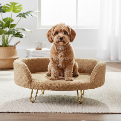 Plush Luxe Pet Bed – Camel Beige