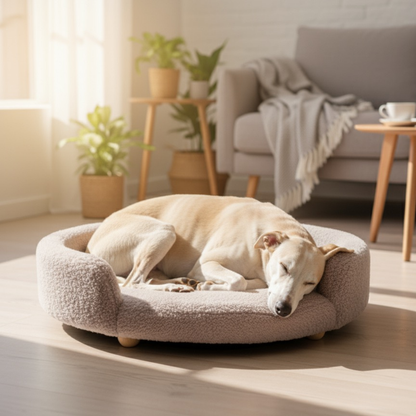 CloudRest Pet Bed Mouse Beige – Ultra Soft & Supportive Round Cushion for Dogs & Cats