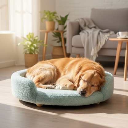 CloudRest Pet Bed Ocean Aqua– Ultra Soft & Supportive Round Cushion for Dogs & Cats
