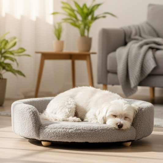 CloudRest Pet Bed Misty Grey – Ultra Soft & Supportive Round Cushion for Dogs & Cats