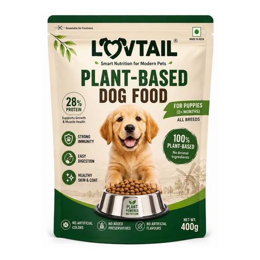 LOVTAIL Puppy Dog Food | 100% Plant-Based | Supports Muscle Growth, Digestion & Healthy Coat | 400g