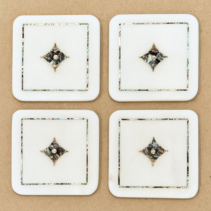 Regal Inlay Marble Coaster Set (Set of 4)