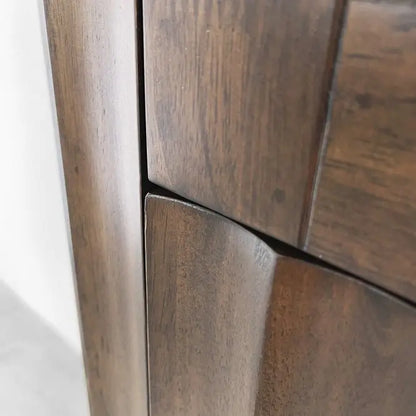 Tall Wooden Cabinet with Fluted Doors & Glass Panel